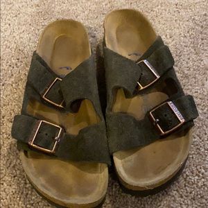 Dark brown almost grey Birkenstock leather sandal